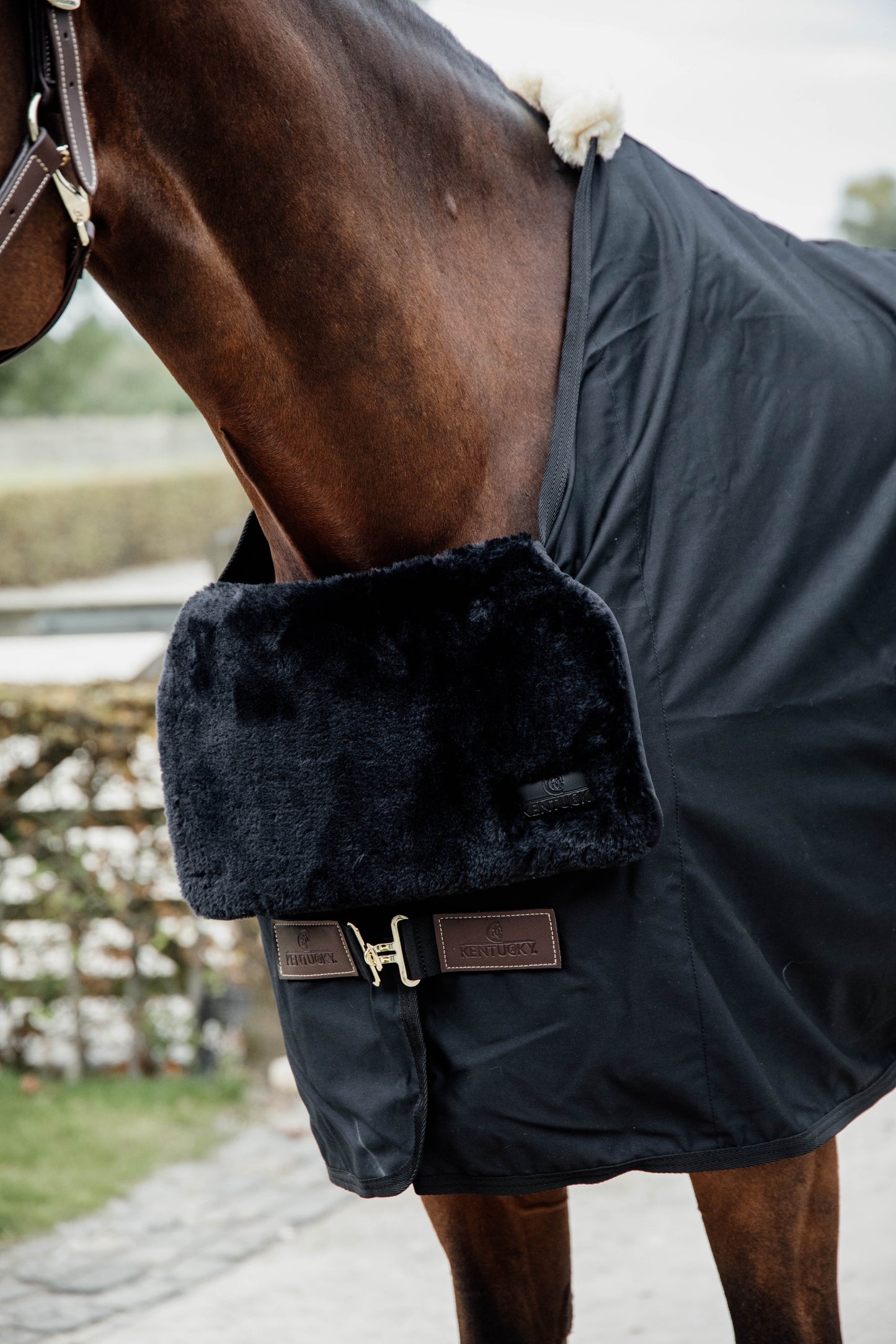 Kentucky Horse Bib Protection Faux Sheepskin Natural or Black