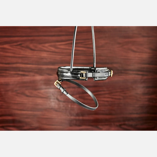 Finesse Snaffle Bridle V2.0 | Black Leather with Gold Clincher Browband
