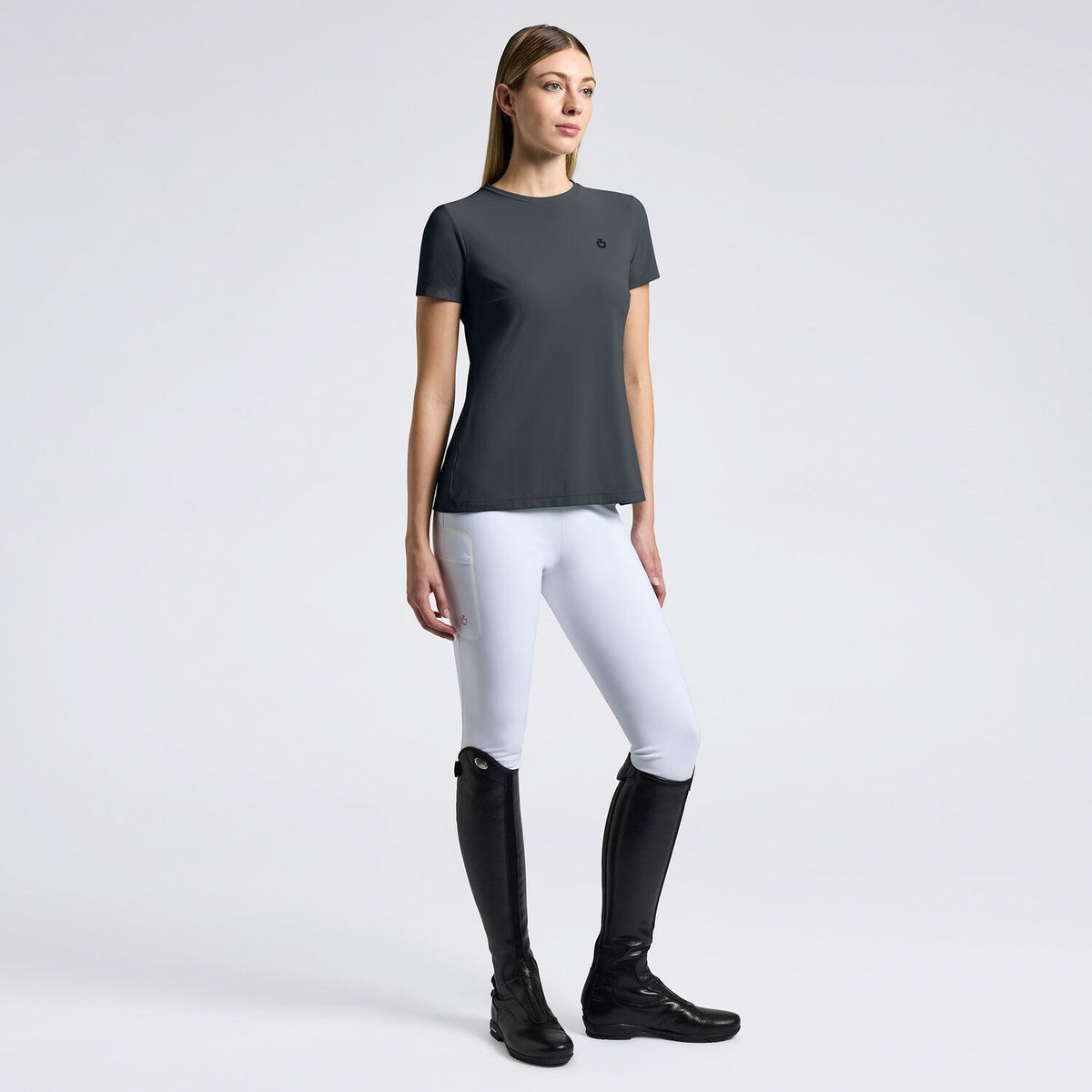 Cavalleria Toscana SS25 Womens Jersey Tee Shirt | Light Teal Green or Anthracite Grey