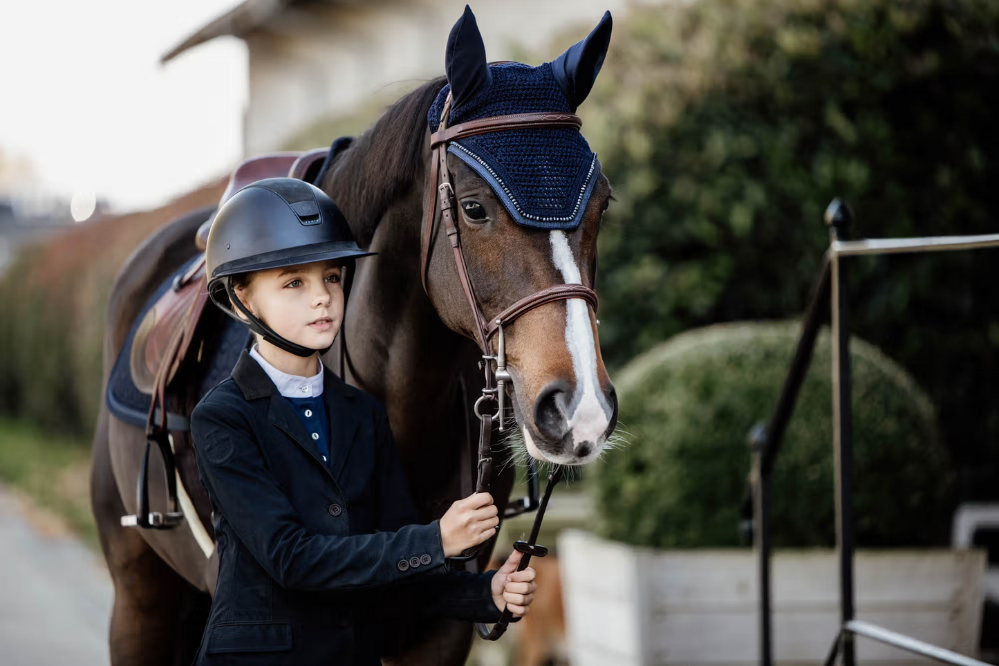 Kentucky Fly Veil Wellington Glitter Band & Pearl | Navy | Full & Pony