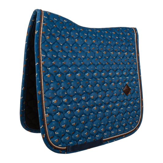 Kentucky Saddle Pad Velvet Horse Print: Dressage Blue or Green