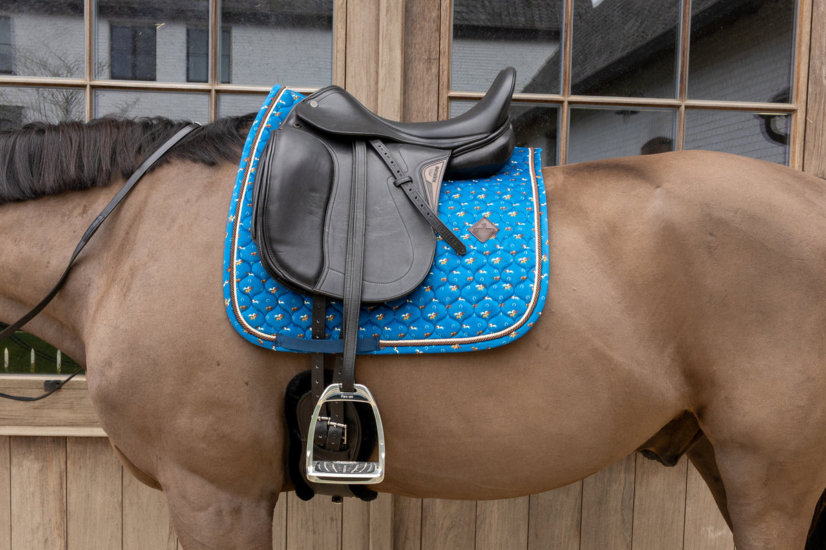 Kentucky Saddle Pad Velvet Horse Print: Dressage Blue or Green