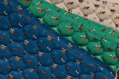 Kentucky Saddle Pad Velvet Horse Print: Dressage Blue or Green