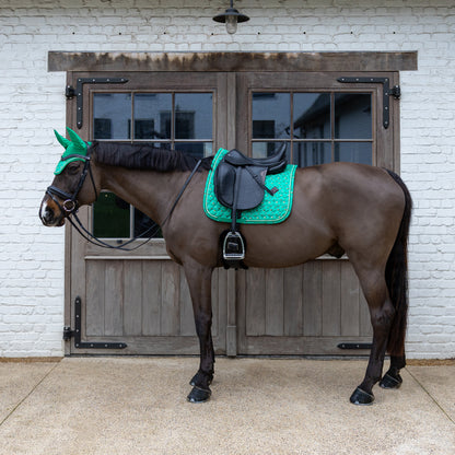 Kentucky Saddle Pad Velvet Horse Print: Dressage Blue or Green