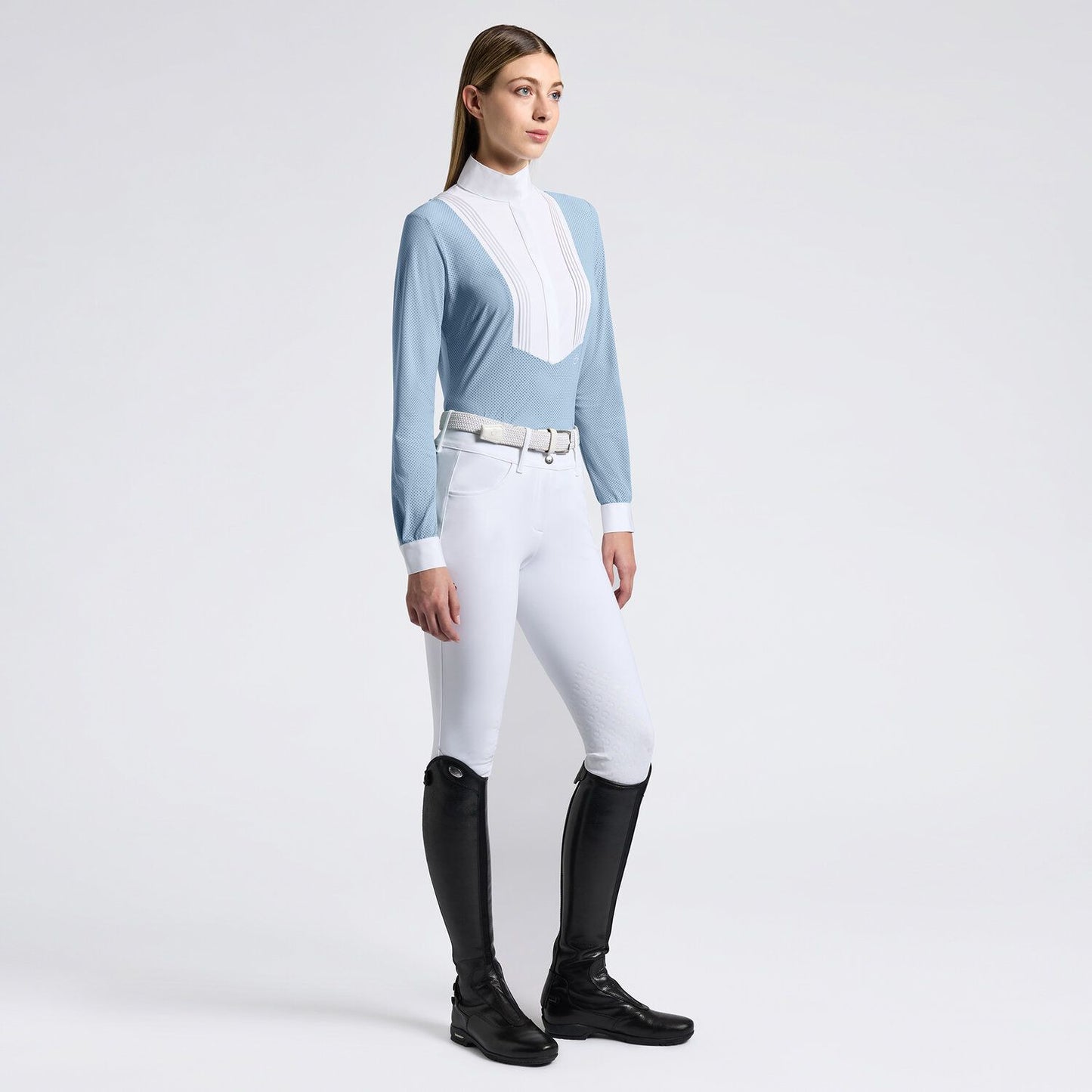 Cavalleria Toscana SS25 American L/S Competition Shirt | Blue Fog