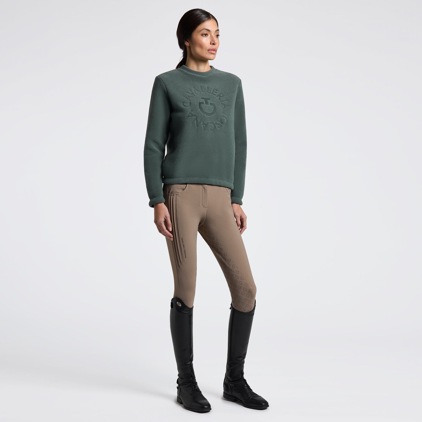 Cavalleria Toscana FW25 Fleece Crew Neck Sweatshirt | Jungle Green