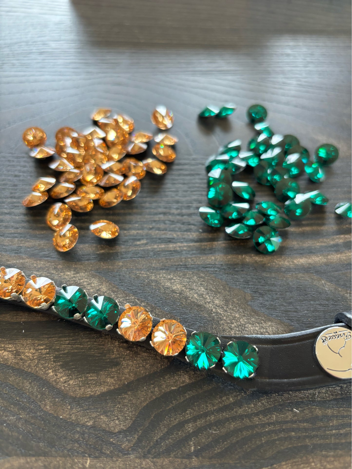 Finesse Large Crystal Browband Special Green and Gold