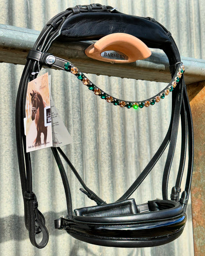 Finesse Large Crystal Browband Special Green and Gold