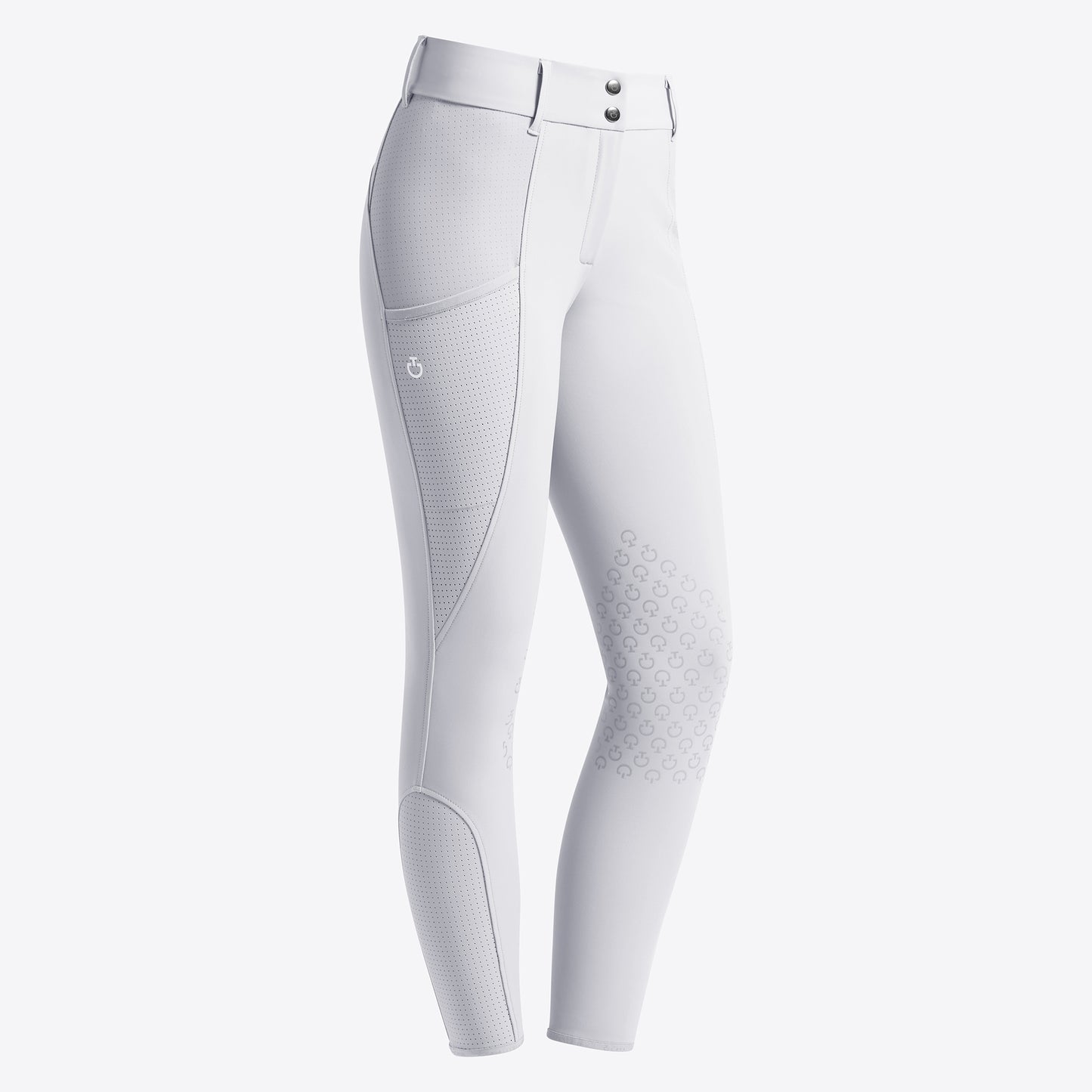Cavalleria Toscana SS25 Perforated Insert Knee Grip Breeches | White or Light Teal Green