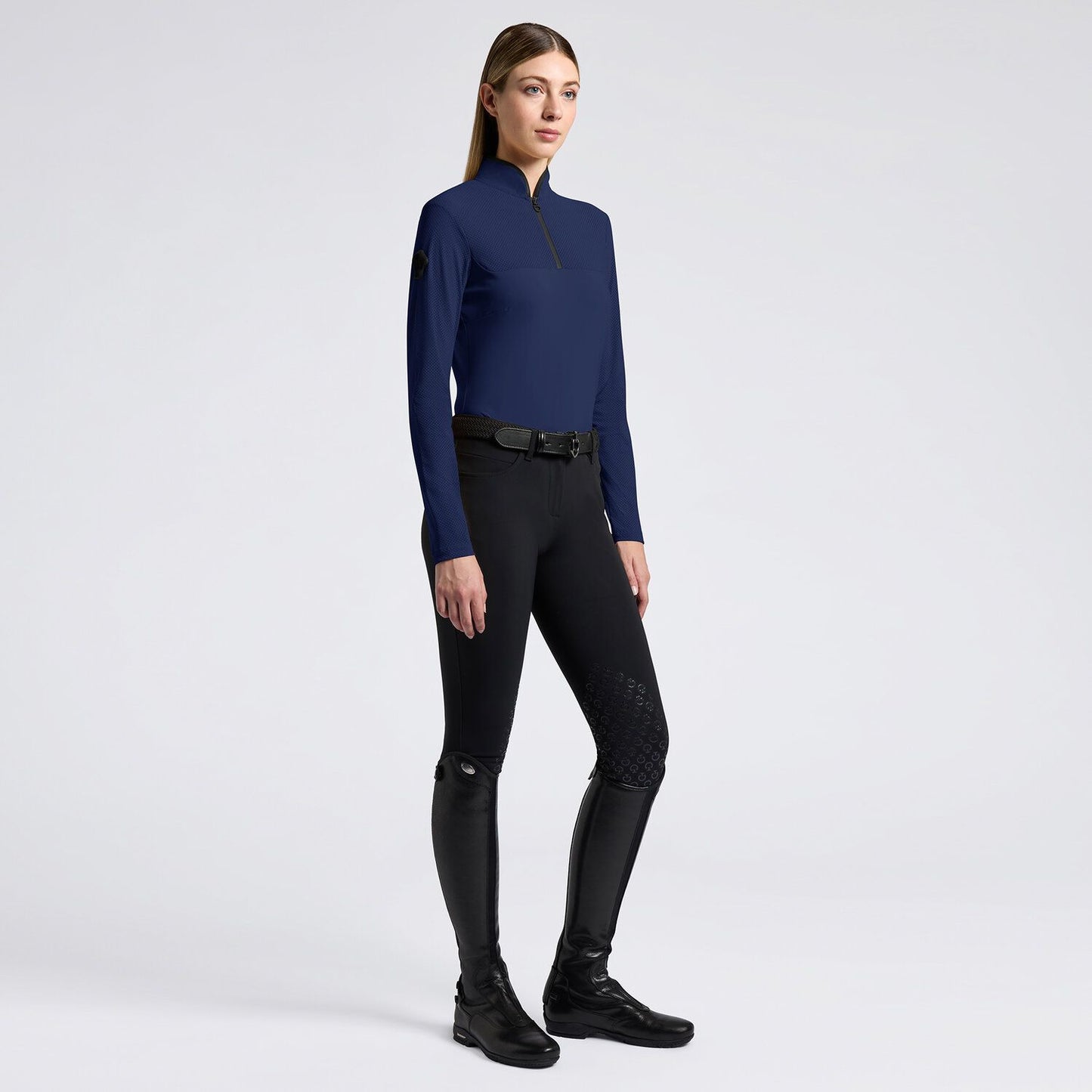 Cavalleria Toscana SS25 L/S Perforated Jersey Inserts Top | Royal