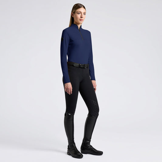 Cavalleria Toscana SS25 L/S Perforated Jersey Inserts Top | Royal