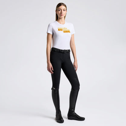 Cavalleria Toscana SS25 Womens Cotton Tee Shirt Embroidered Logo | White
