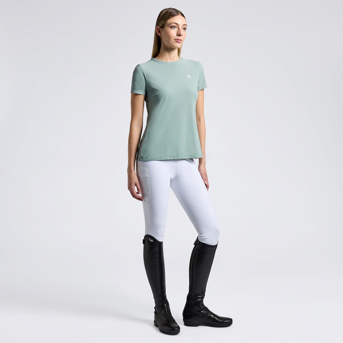 Cavalleria Toscana SS25 Womens Jersey Tee Shirt | Light Teal Green or Anthracite Grey