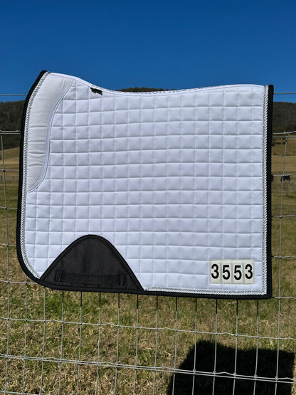 Horse Fashion Australia White Dressage Competition Pad with Numbers