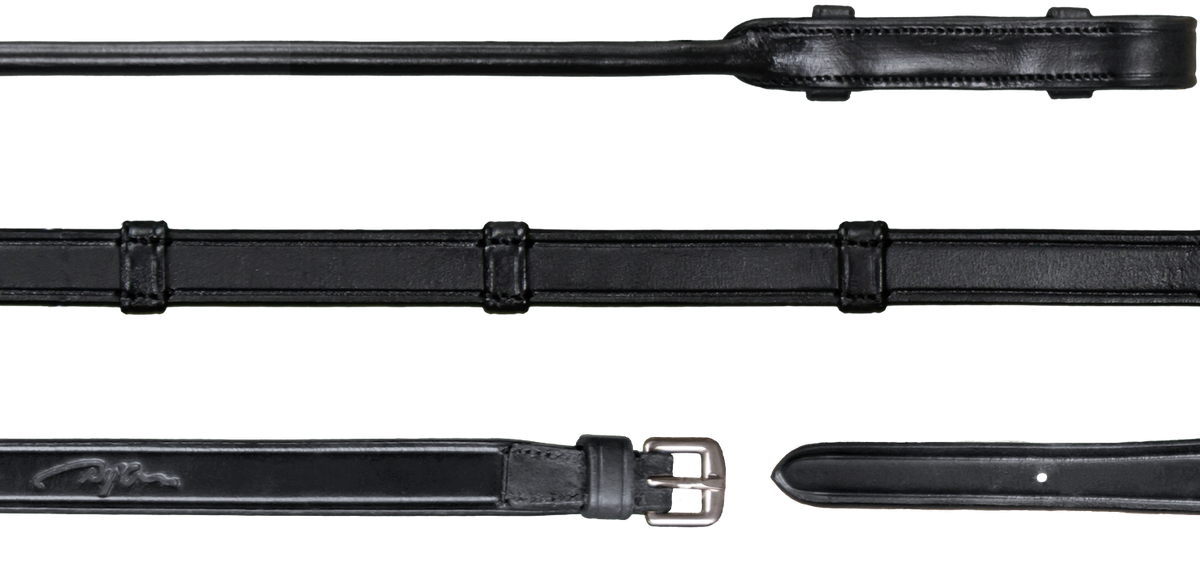 Dy'on Dressage Collection Rolled Reins | Plain Leather With Hand Stoppers