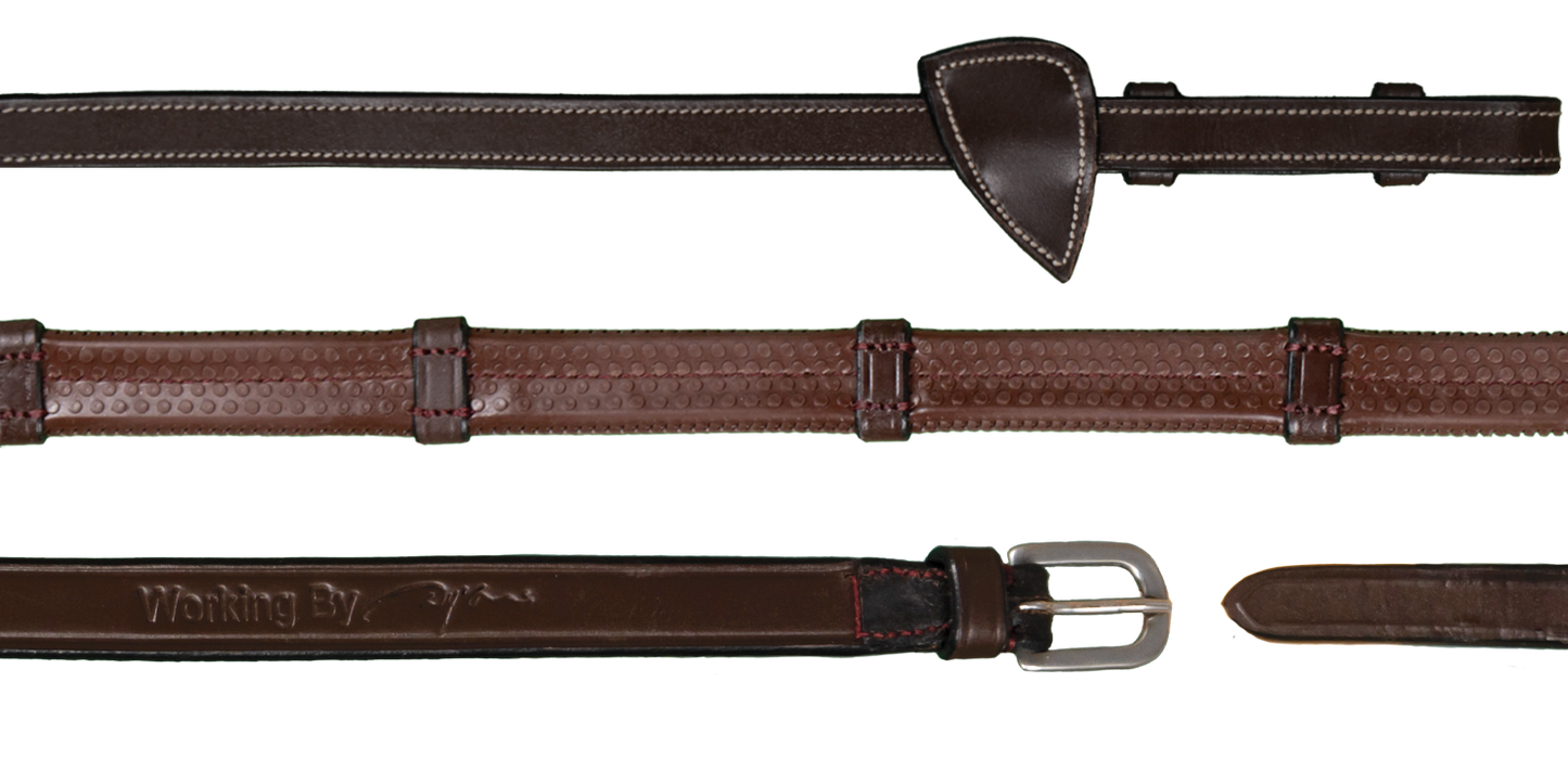 Working by Dy'on 1/2" Rubber Reins With Leather Loops