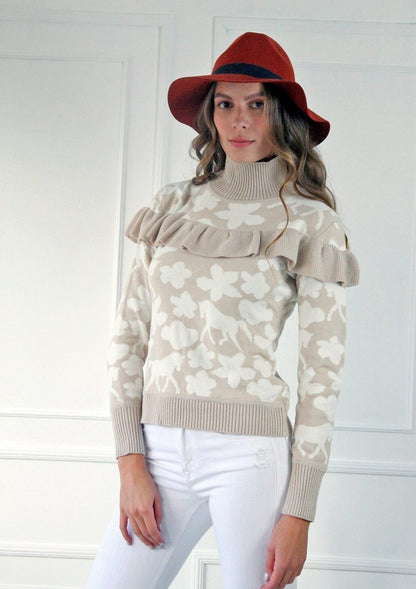 Ronner Lila Ruffle Turtleneck | Beige EX DISPLAY