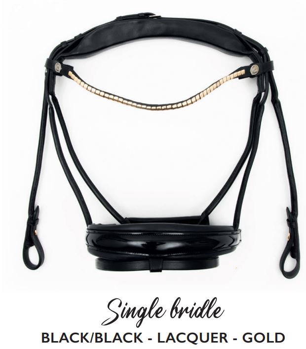 Finesse Snaffle Bridle V2.0 | Black Leather with Gold Clincher Browband